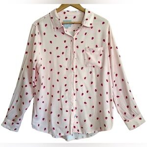 Rails Strawberry Printed Lightweight Casual Trendy Cutesy City Chic Blouse Sz L